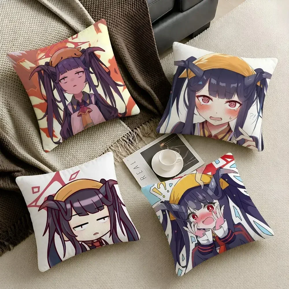 Gaming Blue Archive Aikiyo Fuuka Chibi Cushion Cover Throw Pillow Soft Short Plush Durable Colorfast Sofa Bedroom HomeDecor Gift