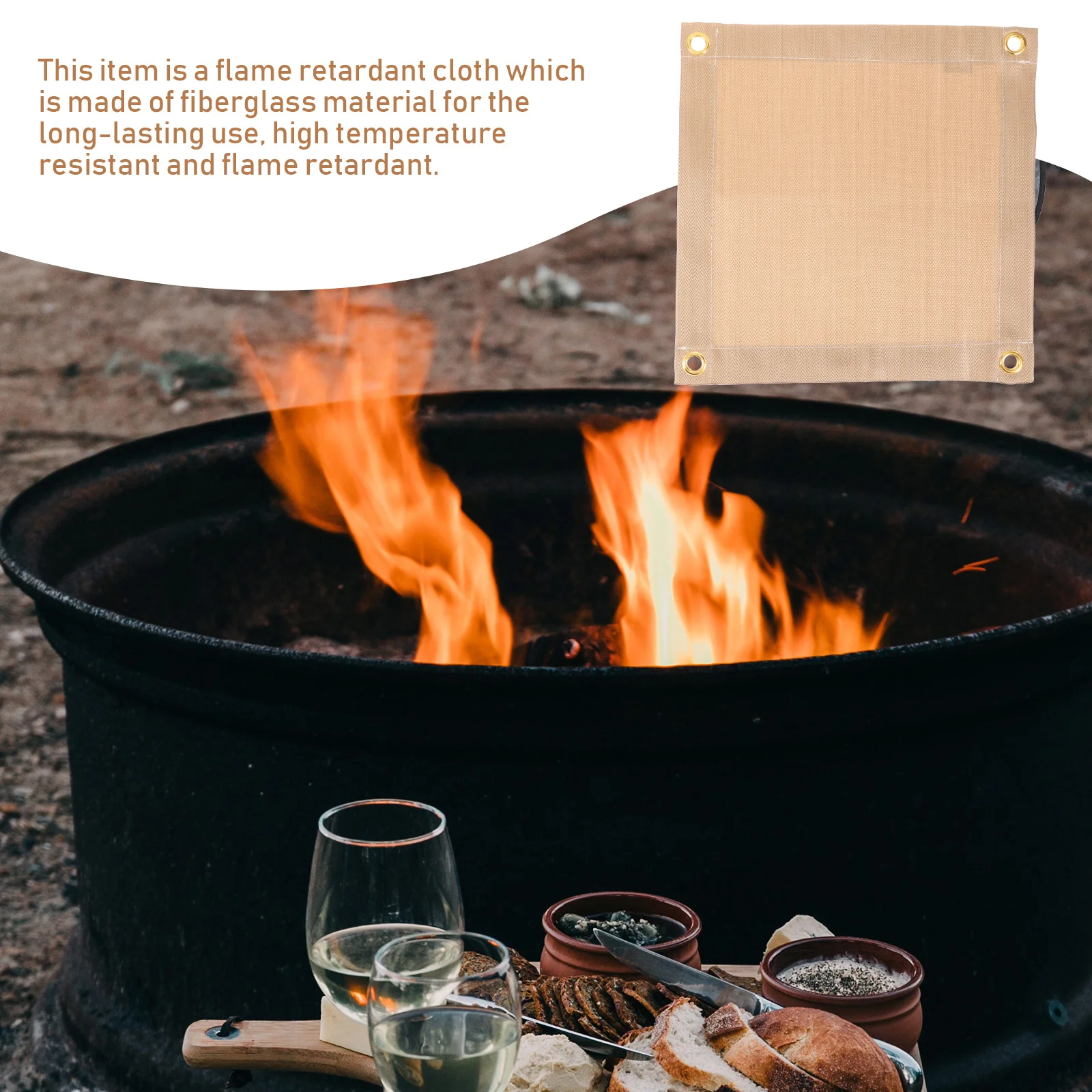 1 مجموعة بطانية حريق قسط الألياف الزجاجية لهب العزل الحراري للشواء في الهواء الطلق التخييم شواء المحمولة السلامة في حالات الطوارئ