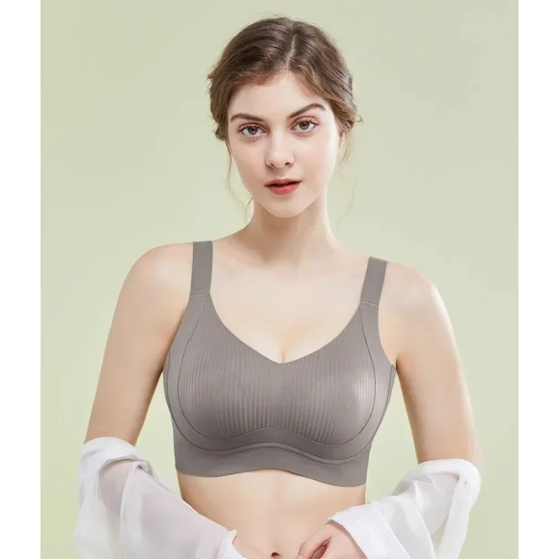 Kalapaopao Gather Push Up Bra 360-degree Uniform Force Lift Underwear W Type Soft Support Bra