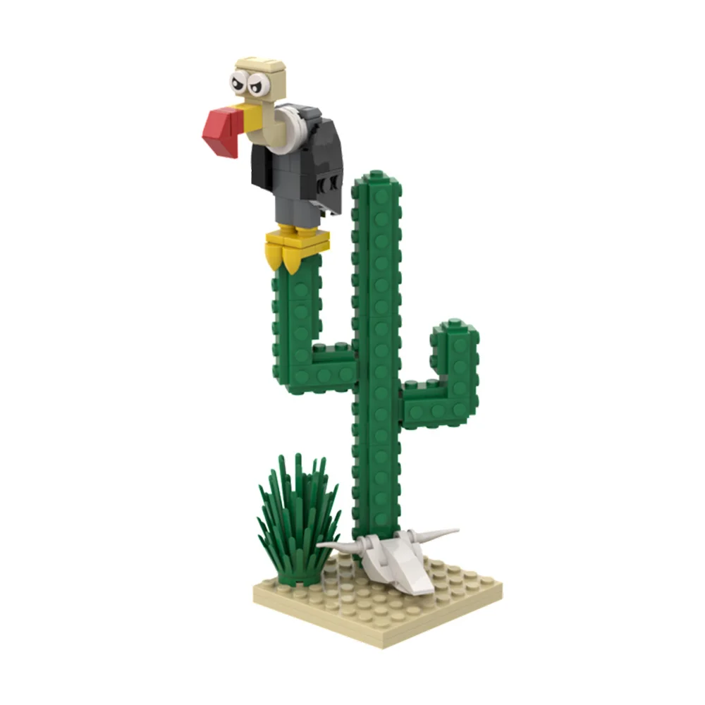 MOC Lucky Luke Comic Cactus Model Building Blocks Desert Cactus Greenery Vulture Animal Skeleton Bricks DIY STEM Toys Kid Gift