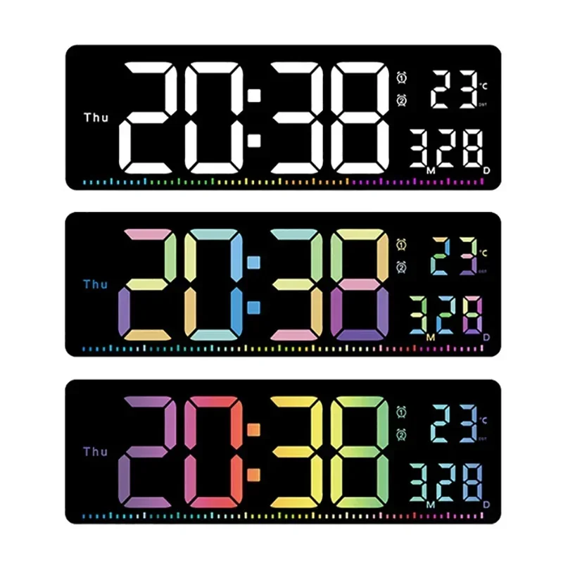 16 Inch Large Digital Wall Clock Temperature Date Week Display Remote Control Wall-mounted Alarm Clock Led Table Clocks 12/24H