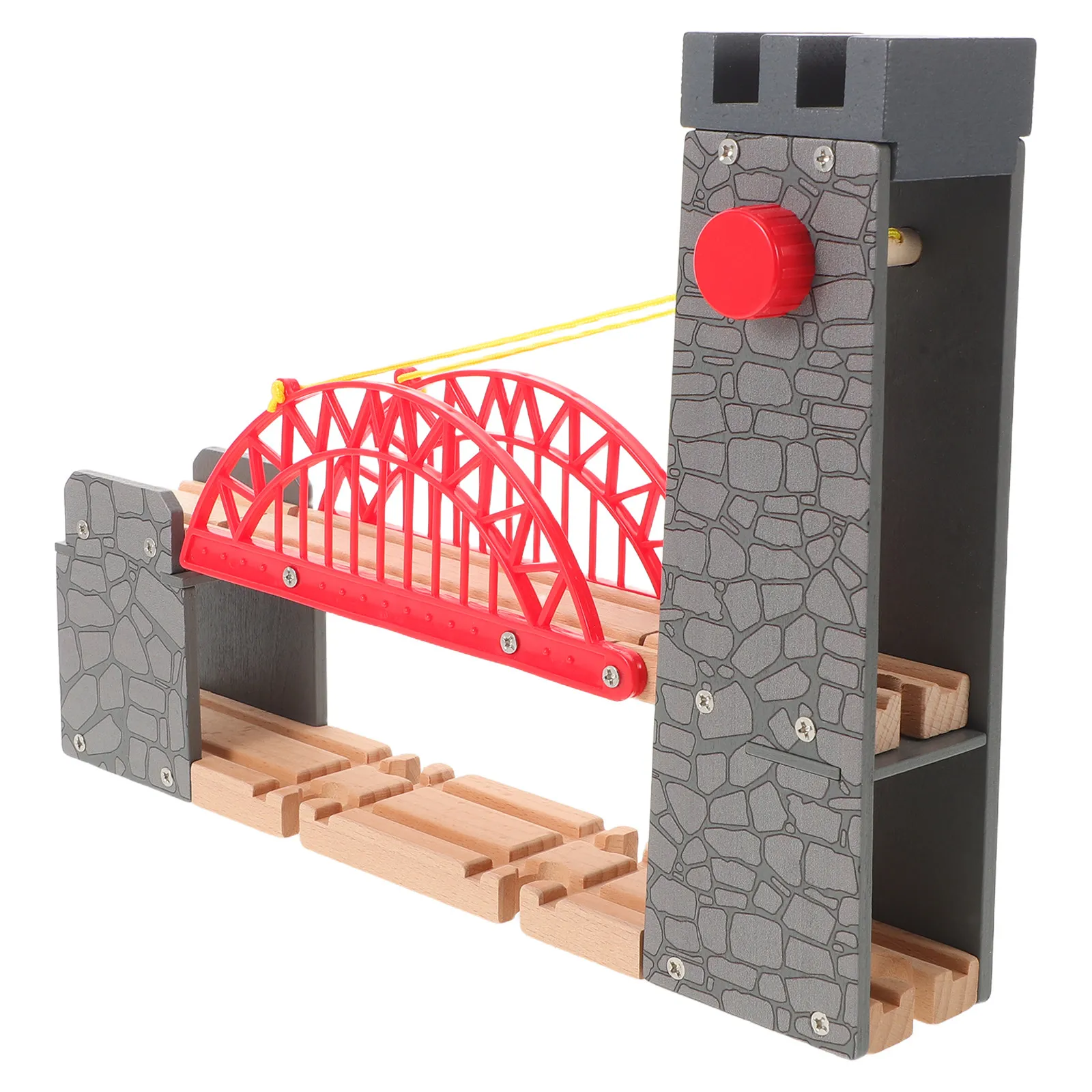

Wooden Train Set Accessories Wood Railway Bridge Compatible with Most Kid Wooden Track Layouts Suspension Bridge Set