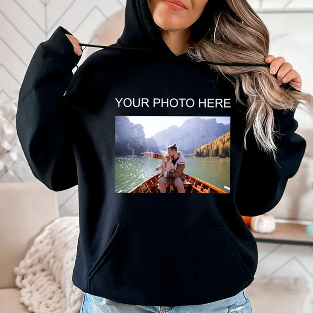 Custom Photo Portrait Hoodie Your Image Picture Hoodie Custom Family Bff Photo Hoodie Custom Picture Gifts Unisex Casual