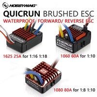 Hobbywing QuicRun 1060 60A/360A 1625 25A/100A 1080/80A Waterproof Brushed ESC 2-3S LiPo for 1:10 1:18 1:16 On-road Off-road Car