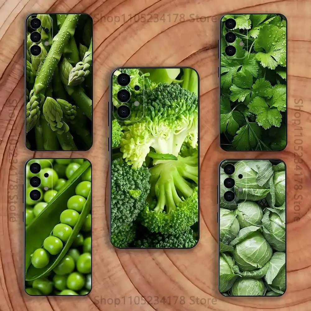 Green Vegetables Ins  Phone Case for Samsung S24 S22 S25 Ultra S9 S20 FE S23 Plus S10 S21 Shockproof Funda Cover