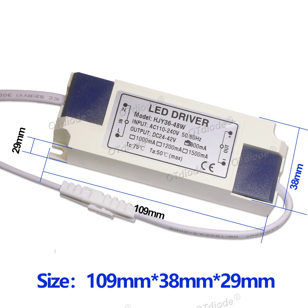 Imagem -02 - Led Driver Dc2442v 900ma 1000ma 1200ma 1500ma Fonte de Alimentação Livre de Cintilação Transformador de Iluminação Externa 110v 220v 36w 40 45 48