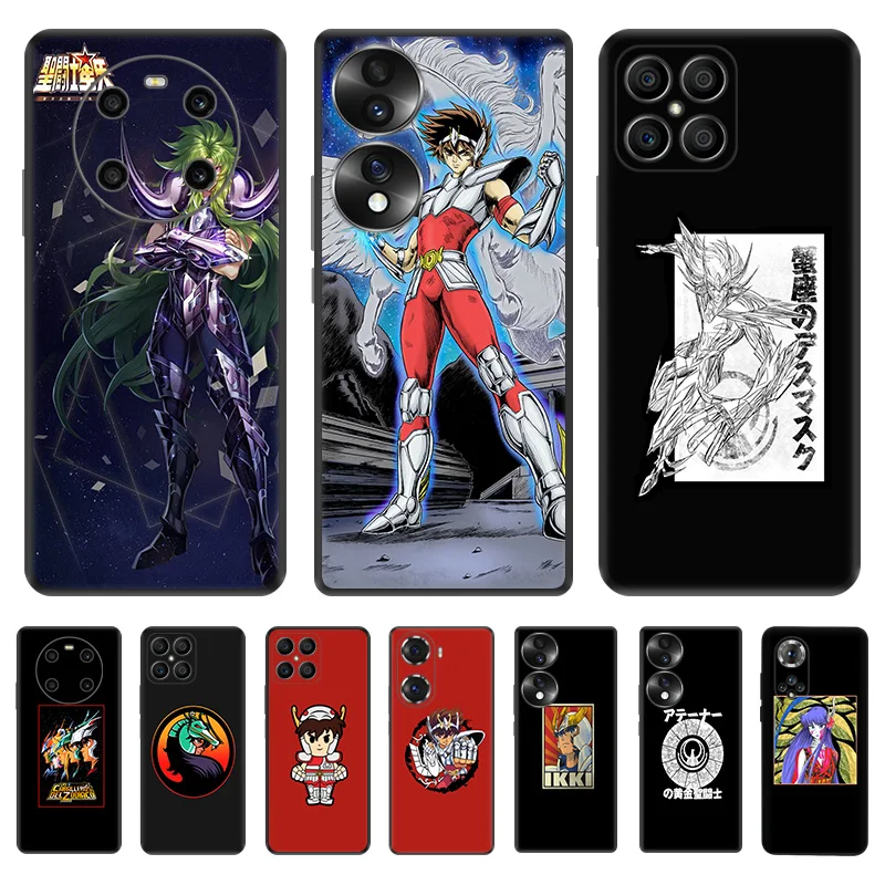 

Black Soft Phone Case for Honor Magic5 Pro X7b X8b X9b X6 X7 X8 X9A X6a 90 70 Saint Seiya Eden Anime Pixel 6 7 8 6a 7a 8a Cover