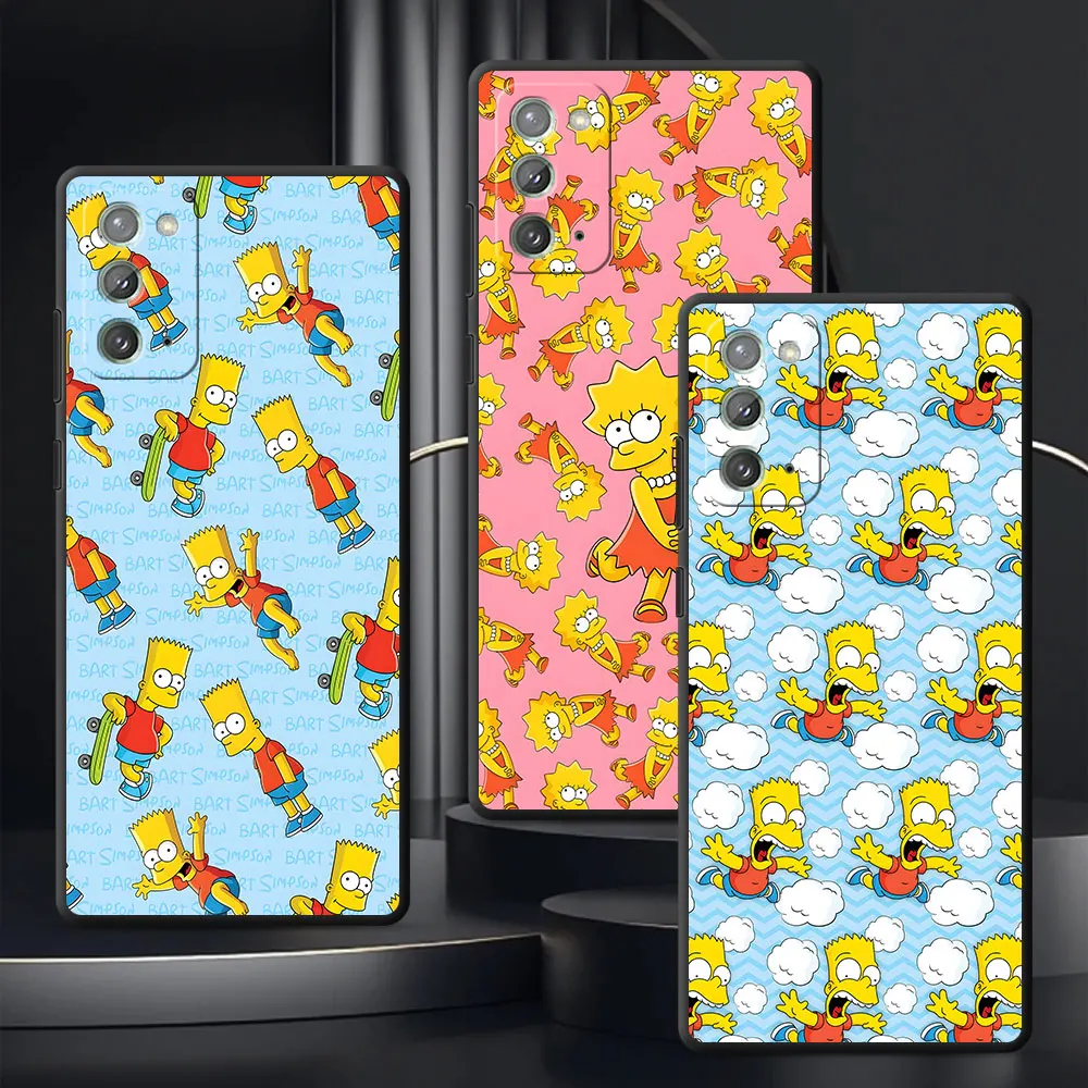 Funda negra The Simpsons Collage Duff para Samsung Galaxy Note 20 Ultra 5G 10 Plus 9 TPU, funda para teléfono M12 J4 J6 Plus J7 J8 J5 Prime