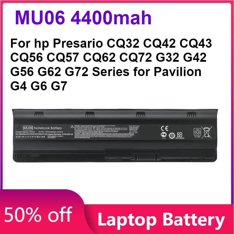

MU06 4400mah Laptop Battery for hp Presario CQ32 CQ42 CQ43 CQ56 CQ57 CQ62 CQ72 G32 G42 G56 G62 G72 Series for Pavilion G4 G6 G7