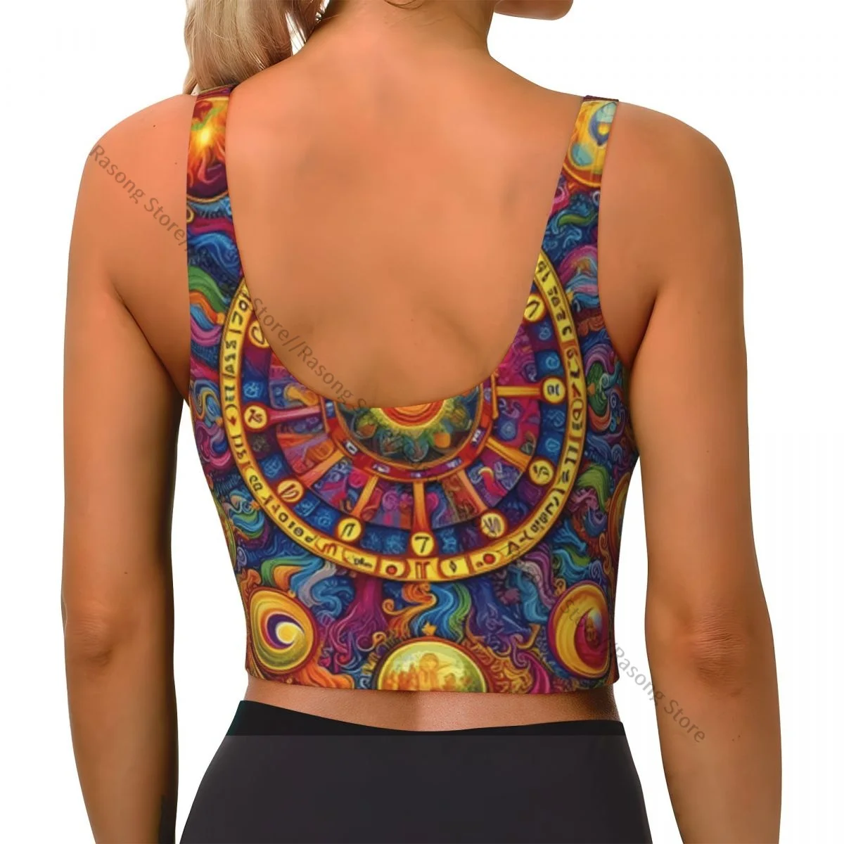 Sports Bra Women Running Yoga Clothes Vest Zodiac Circle Colorful Background Gathering Fitness Vest