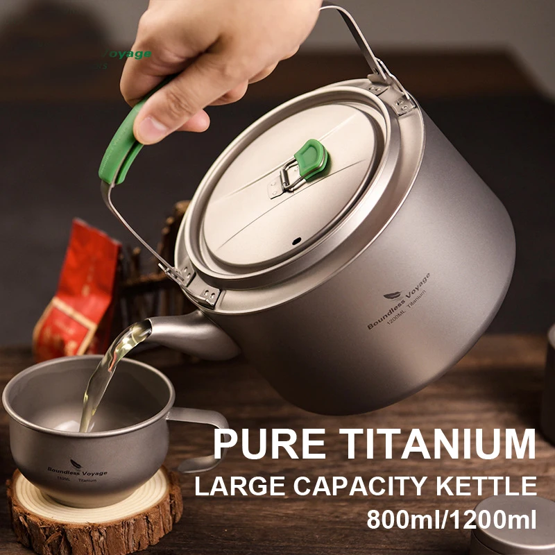 

Pure Titanium Large Capacity Kettle, Healthy, Lightweight And Portable, Outdoor Camping, Picnic, Travel Multifunctional Teapot