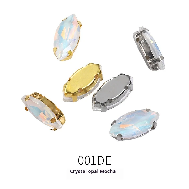 20 Stück Pferde auge auf Strass Gold Silber Klaue Einstellungen Mokka Opal Klaue Flatback Nähen DIY Handwerk Zubehör mit Loch nähen