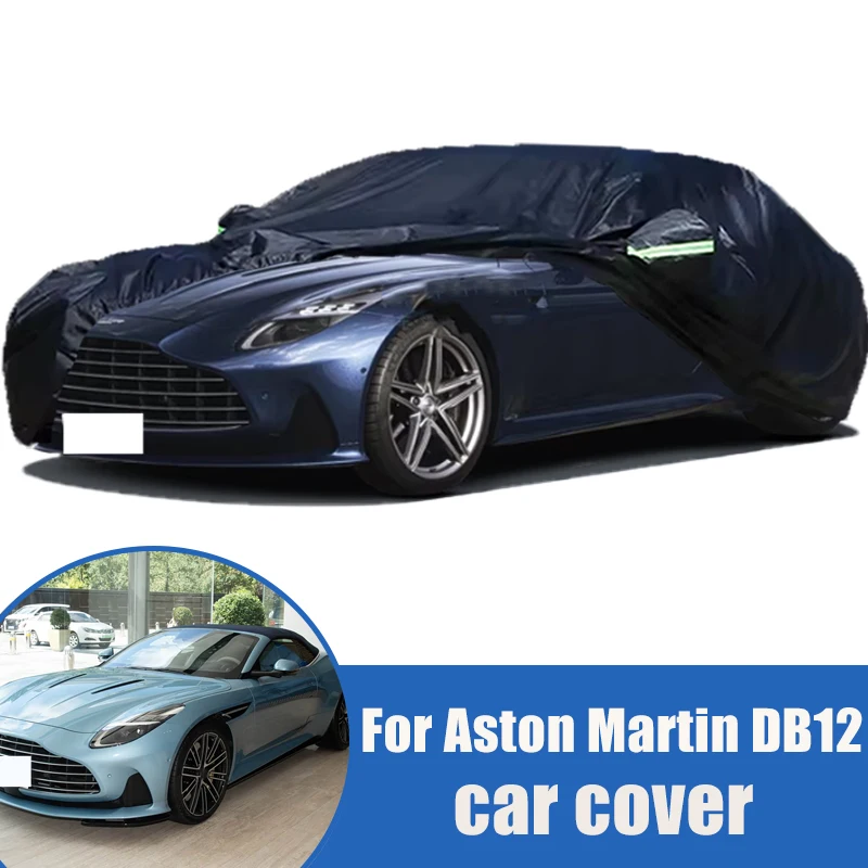 

For Aston Martin DB12 Full Car Cover Outdoor Sun Uv Protection Dust Rain Snow Protective Anti-hail Black Auto Cover