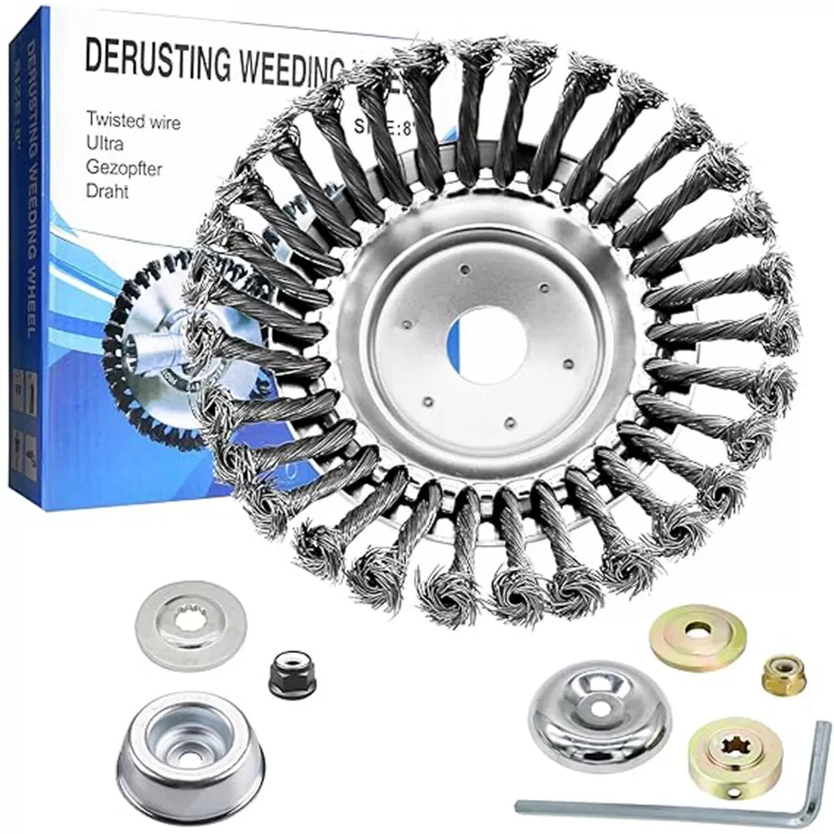 8 Inch 9 Piece Set Steel Wire Weed Removal Wheel Lawn Mower Universal Garden Grass Head Grass Cutting Accessories