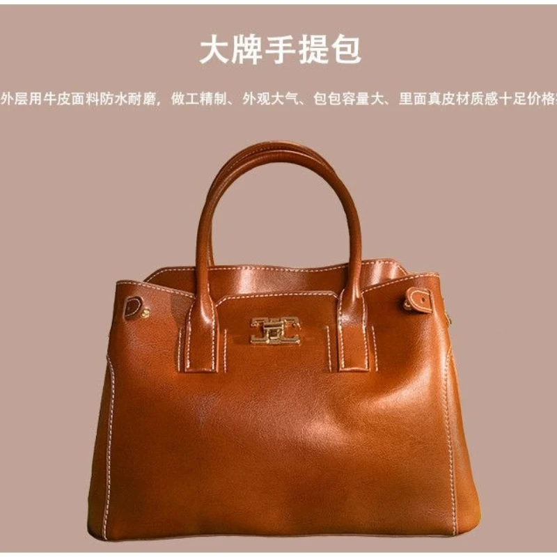 

Zipper Hidden Pocket Positioning Casual Single Crossbody Bag Light Luxury Ladies Hand-held Shoulder Bags Retro Cowhide Package