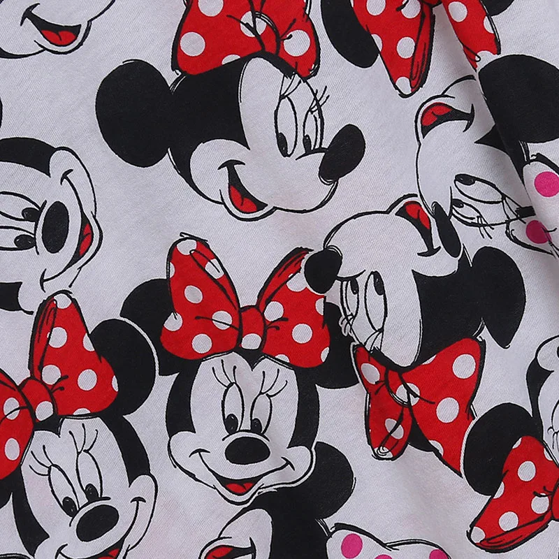 Disney Minnie Mickey Mouse Print T Shirt Dress Summer Casual Women scollo a V manica corta Cartoon Shift Dresses Femme Cute Long Tee