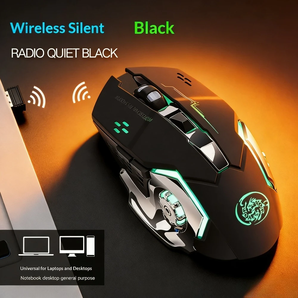 Silent Mechanical Keyboard Wireless Bluetooth RGB Rechargeable Long Endurance Quiet Typing for PC Laptop Student Library Daily W