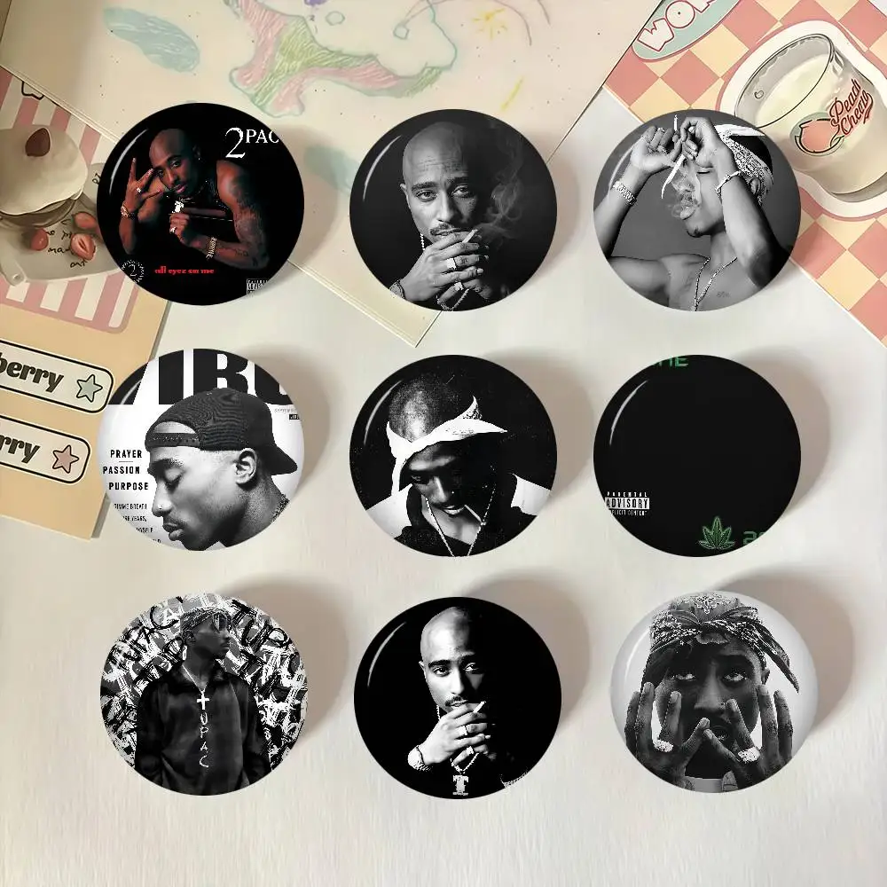 

Black And White Pop Hip Hop Rapper 2PAC Anime Brooches Cute Cartoon Badge Jacket Jeans Lapel Pin Gift Accessorie