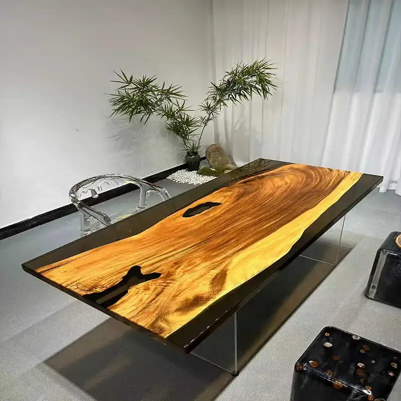 South American walnut resin table dining rain wood coffee table whole board desk 180-80-5