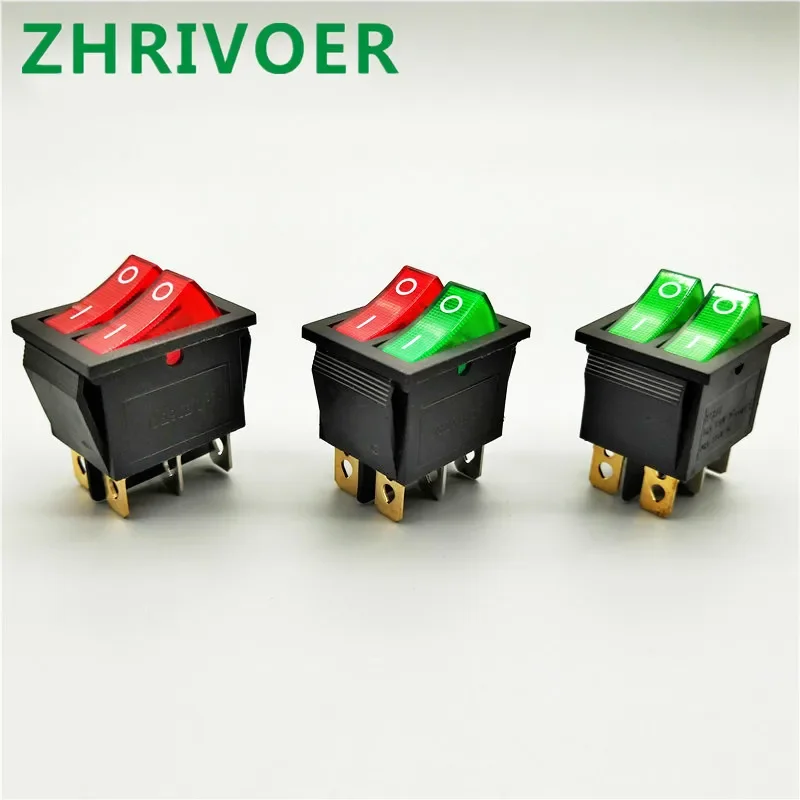 1pcs Kcd8 6 Pin 16A 250V 20a 125V Double Lamp Switch Rocker Switch Waterproof Switch Kcd6 Marine Power