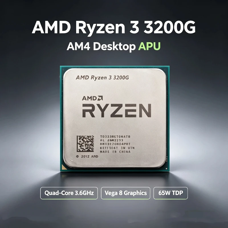Processeur de bureau AMD Ryzen 3 3200G AM4 Quad Core 65W avec graphismes Vega8, disponible, testé, CPU nu d'occasion