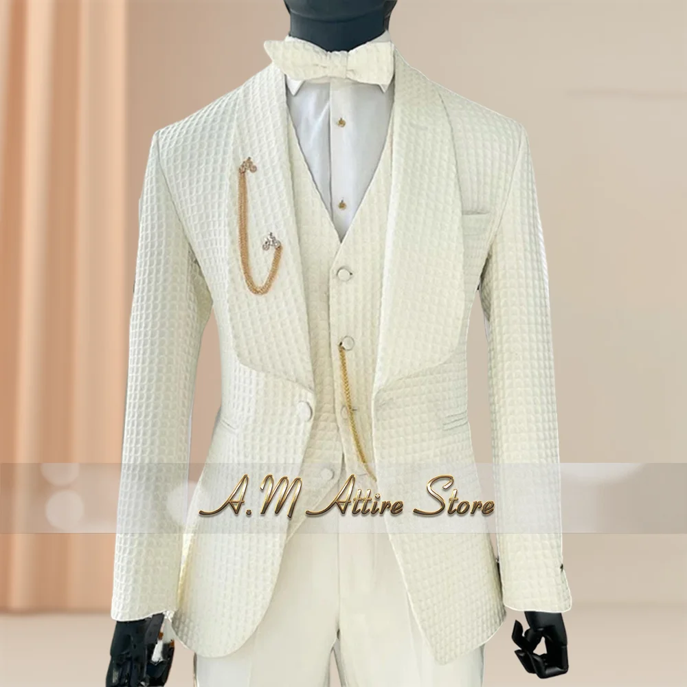 Premium gestreept herenpak 3-delig blazer vest zwarte broek set voor bruiloft bruidegom banket zakelijke evenementen jurk handgemaakte smoking