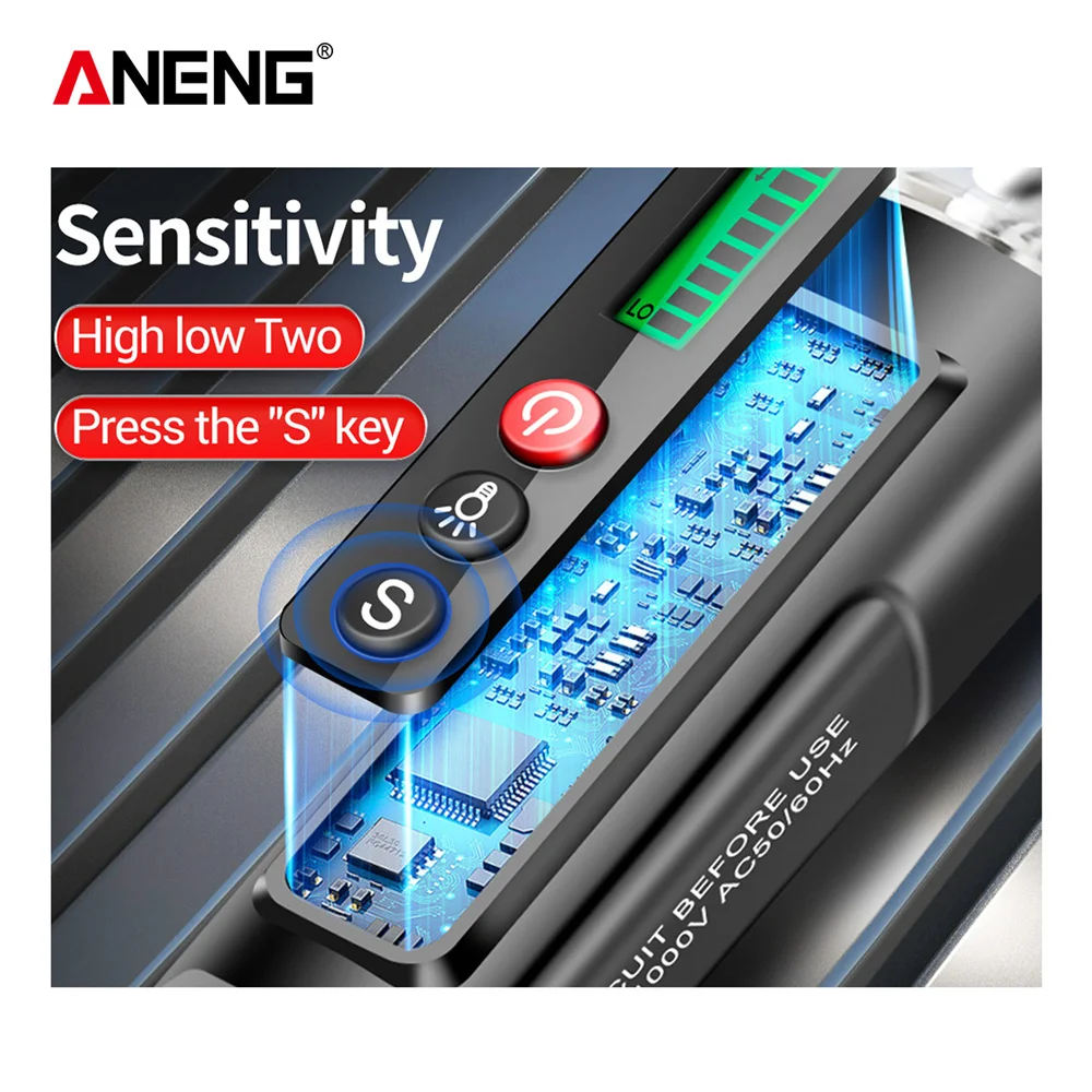 ANENG VC1010 Pena Tester Digital Non-Kontak Meter 12-1000V Sensor Listrik Arus Pensil Uji Detektor Tegangan AC/DC Cerdas