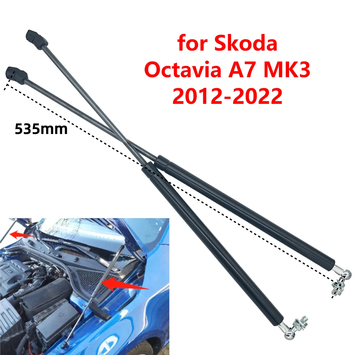 2Pcs Car Front Engine Bonnet Hood Gas Struts Lift Support Rods for Skoda Octavia A7 MK3 2012-2022