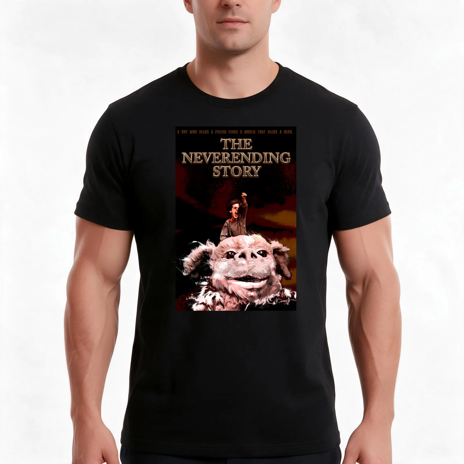 POSTER THE NEVERENDING STORY. T-Shirt, Summer Casual Cotton Tee, Oversized Streetwear Tops, Vintage Graphic Print, 100% Cotton