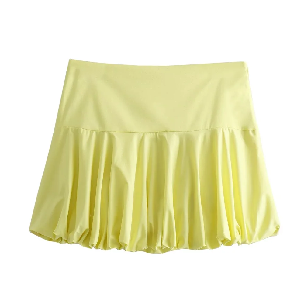 PB&ZA 2024 Spring New Women\'s Style Casual Versatile Sleeveless Round Neck Vest Pleated High Waist Short Skirt Set