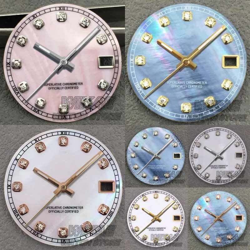 29mm Zifferblatt ohne Logo, NH35, Diamanten, Perlmutt, passend für NH35/NH36 Uhrwerk, ohne Leuchtmittel, Uhrenmodifikationszubehör, Reparaturwerkzeuge