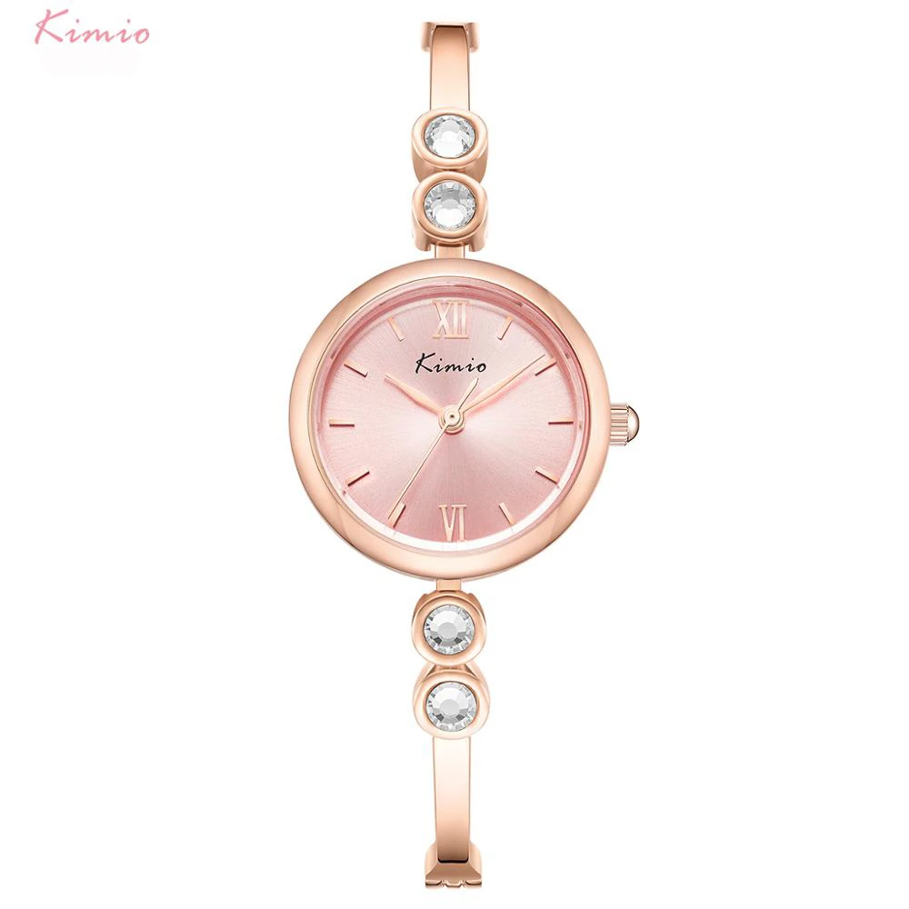 KIMIO Alloy Round Women Watch Sunray Dial Shiny Diamonds Strap Waterproof Fashion Lady Watch Ladies Clock Girl Relogio Feminino