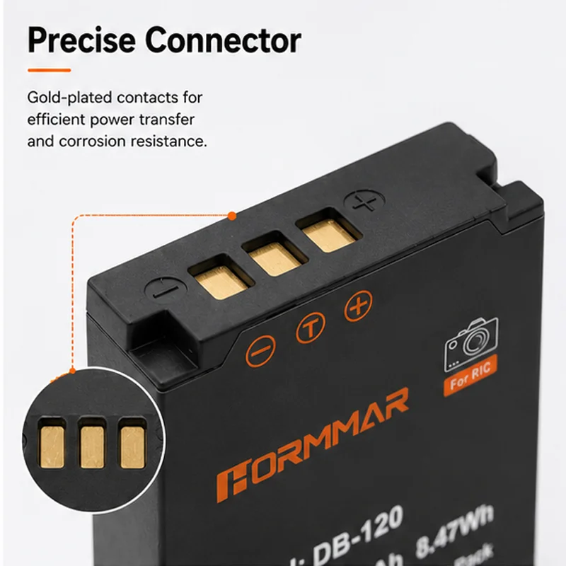 Akumulator 2200mAh DB-120 DB120 do Ricoh GR IV GR4, zamiennik, akumulator litowo-jonowy do aparatu, wysoka pojemność, akcesoria. — zdjęcie produktu 5