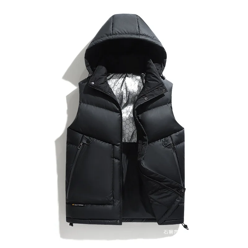 

New Hooded Cotton Vest Live Hot-Selling Workwear Pocket PU Material Fabric Graphene Sleeveless Cotton