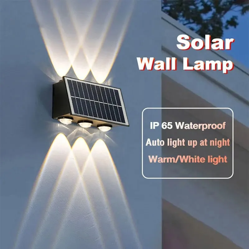 Outdoor Solar Fence Lights Waterproof LED Up-Down Solar Wall Lights Porch Decor Garage Yard Garde