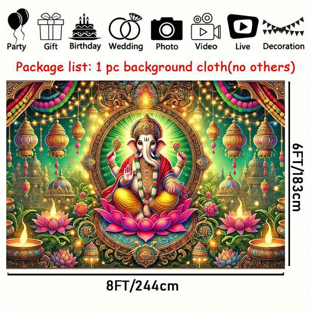 Spiritual Ganesha Tapestry Wall Hanging Indian Hindu God for Home Decor Meditation Room Yoga Studio Diwali Festival Gift Use - Image 5