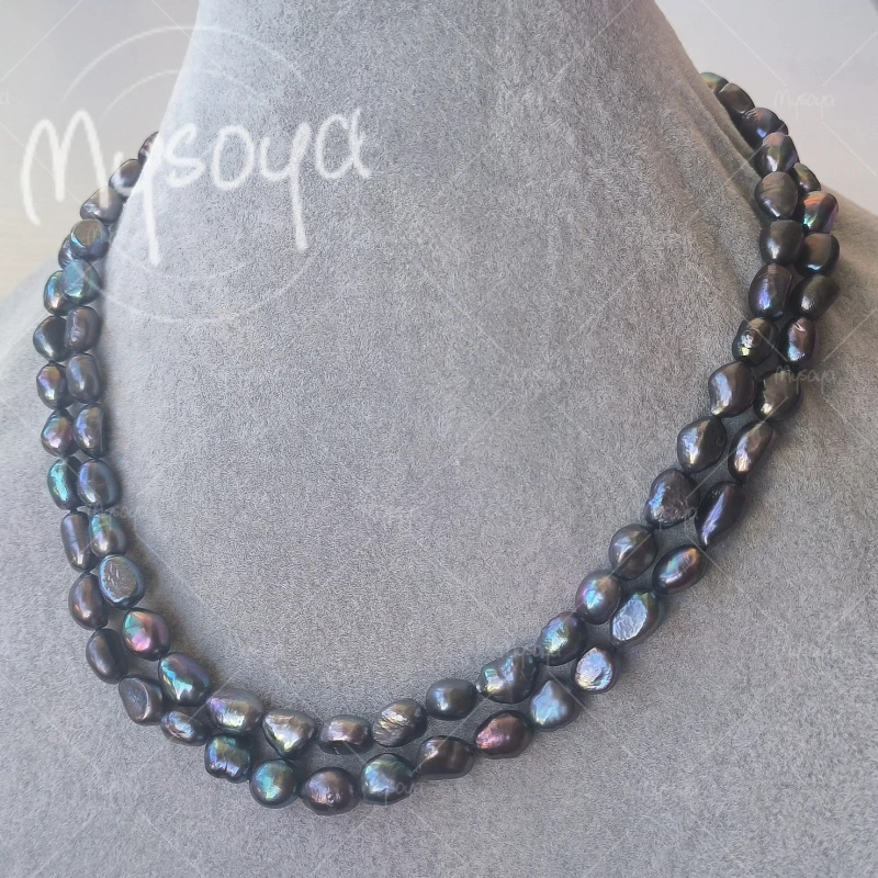 MYSOYA 7-8mm Double Peacock Freshwater Pearl Necklace, Suitable for Birthday/Wedding/Mother's Day/Father's Day Gift A0785