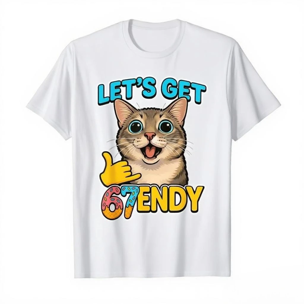 Camiseta divertida Lets Get 6 7endy sendy brainrot mee ca camiseta de la mujer del virus