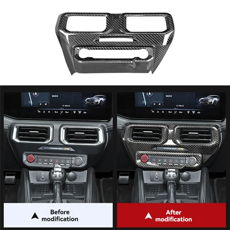 

Hot Selling-Carbon Fiber Car Multi-Media Console Frame Cover Center Console AC Air Vent Outlet Trim For Ford Mustang 2024 LHD,Ca