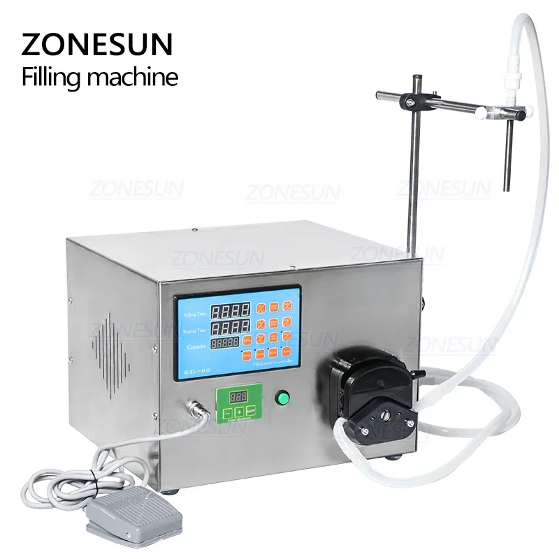 ZONESUN Liquid Filling Machine CNC Semi-auto Peristaltic Pump Bottle Vial Filler Perfume Essential Cosmetics Production ZS-YT80