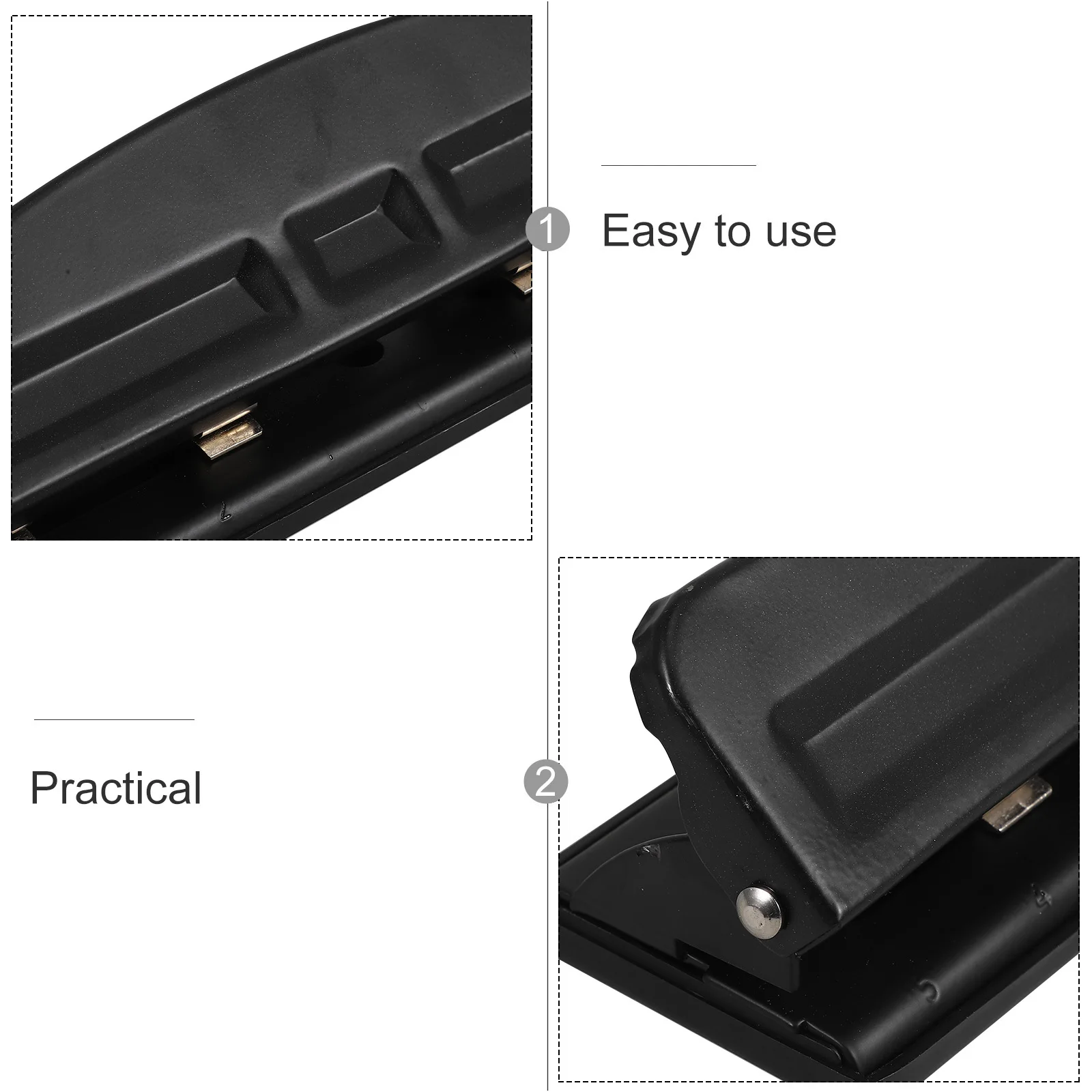 Schwarzer 4-Loch-Papierstanzer für Scrapbooking, DIY-Werkzeuge, Bürobindezubehör, einfacher leerer Chip-Fänger für Planer, Einsätze, Schreibtisch