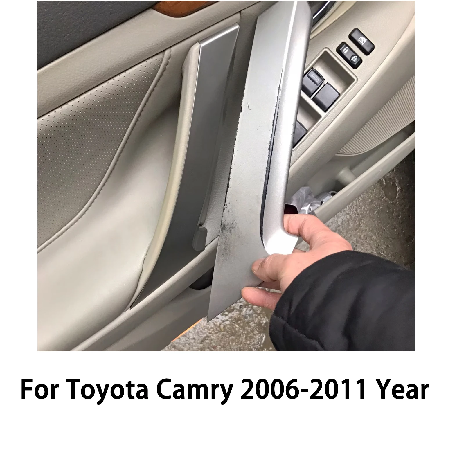 LHD RHD For Camry 2006-2011Year Silver Armrest Car Left Right Interior Door Handle Inner Panel Pull Trim Cover for Toyota Camry