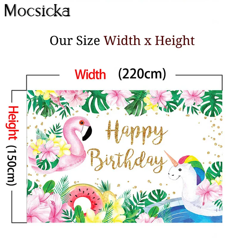 Flamingo Geburtstag Fotografie Kulissen Tropical Green Leaf Blumen Foto Hintergrund Kuchen Tisch Decor Banner Foto Requisiten Studio