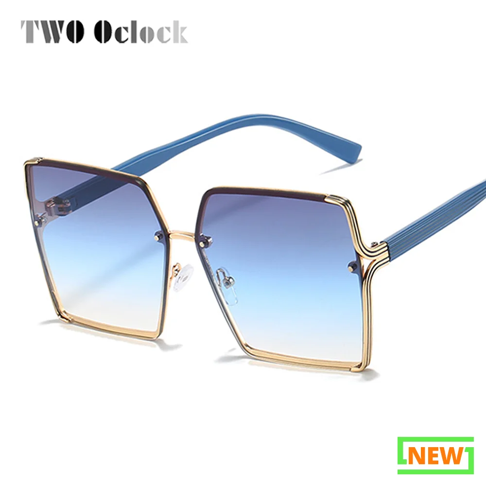 

Oversized Blue Gradient Sunglasses Women 2022 Luxury Brand Designer UV400 Anti-glare Fashion Sun Glasses Female Oculos De Sol