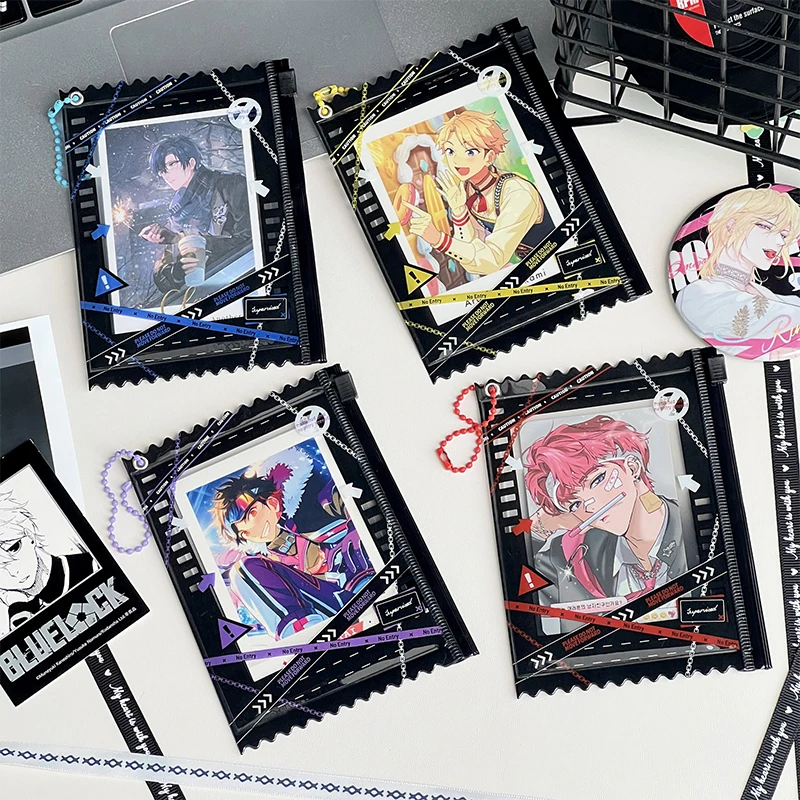 Warning Line Creative Candy Bag Photocard Holder Props Badge Storage Display Pendant Idol Photo Card Protective Cover