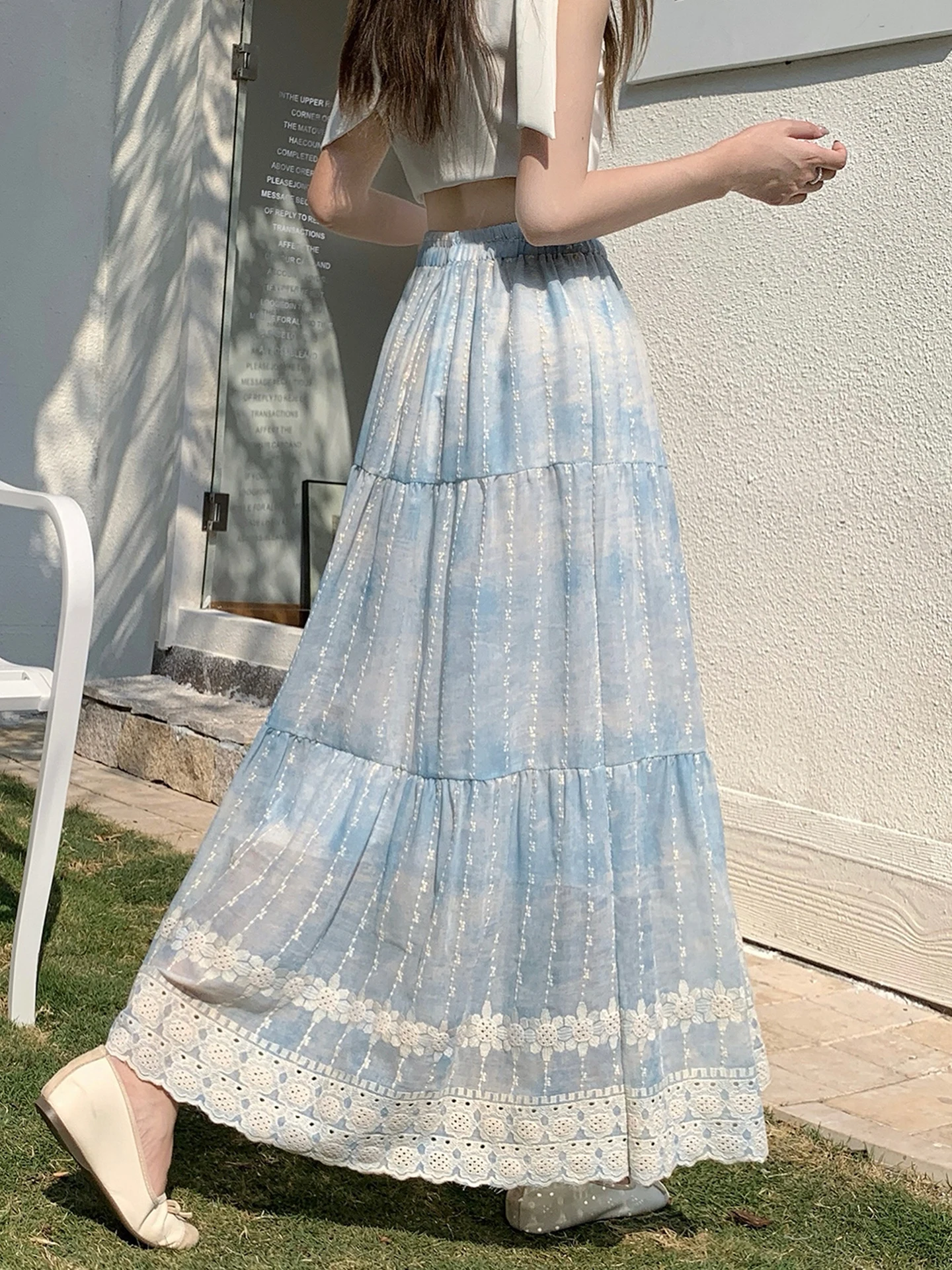 

Emily Clud Recommended New Chinese Sle Embroidered A-Line Midi Skirt Spring Summer Floa f-length Skirt High Waist Casu...
