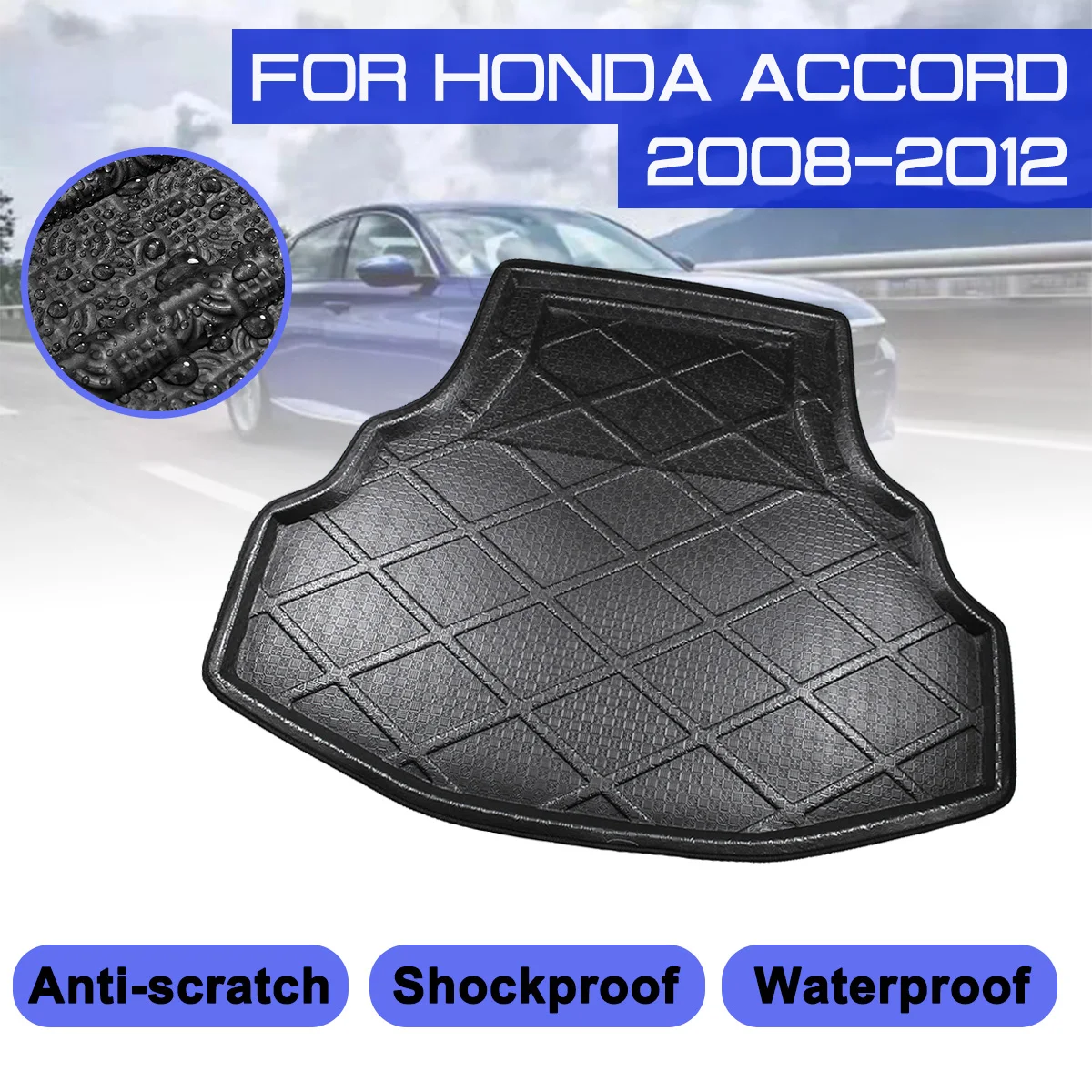 Car Floor Mats Rear Trunk Boot Mat Waterproof Carpet Anti Mud Tray Cargo Liner For Honda Accord 2008 2009 2010 2011 2012