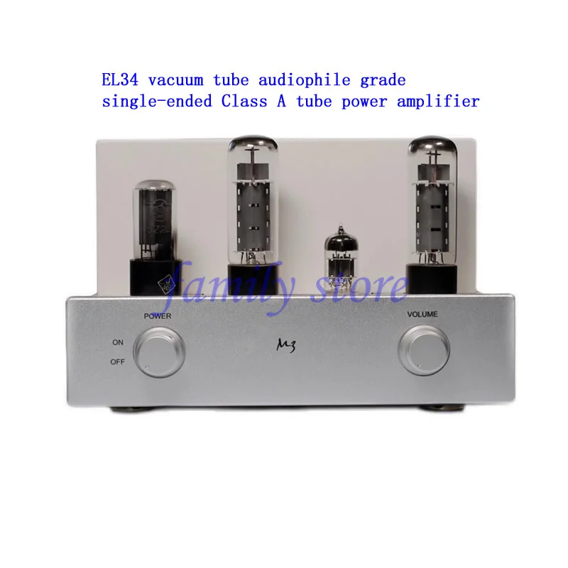 6N1J push EL34 vacuum tube power amplifier, audiophile-grade single-ended Class A, sweet and soft sound. Output power: 8W*2