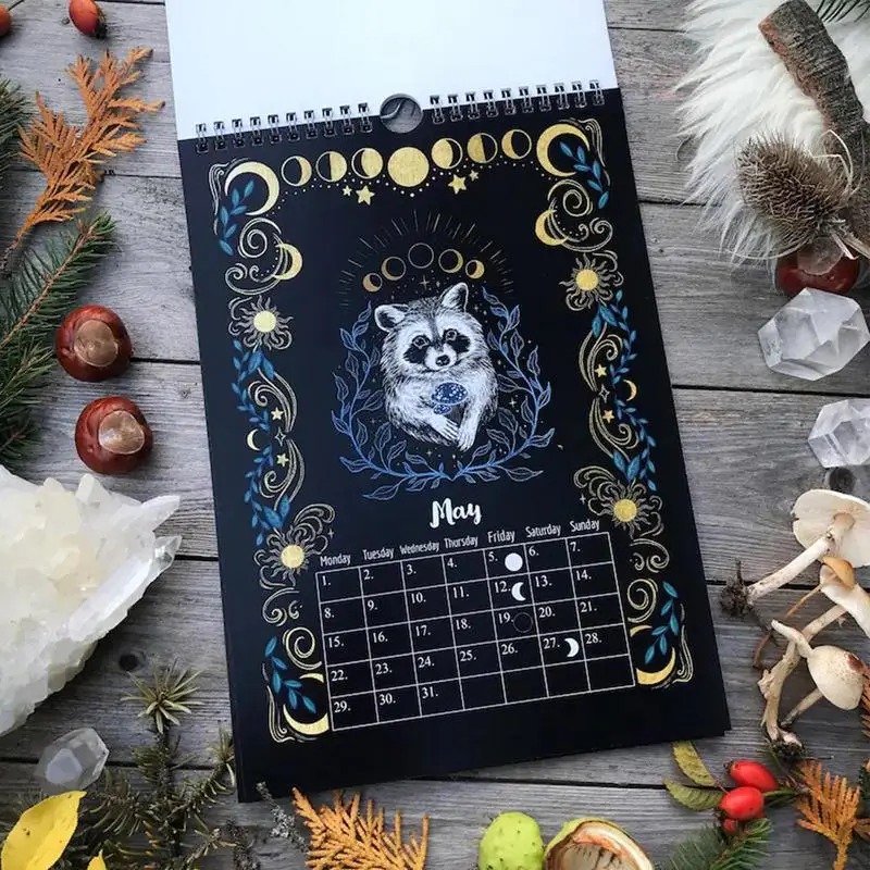 Creative Dark Forest Lunar Calendar 2023 Wall Calendar Diary Learning Work Daily Calendar Time Planning Wall Decor New Year Gift