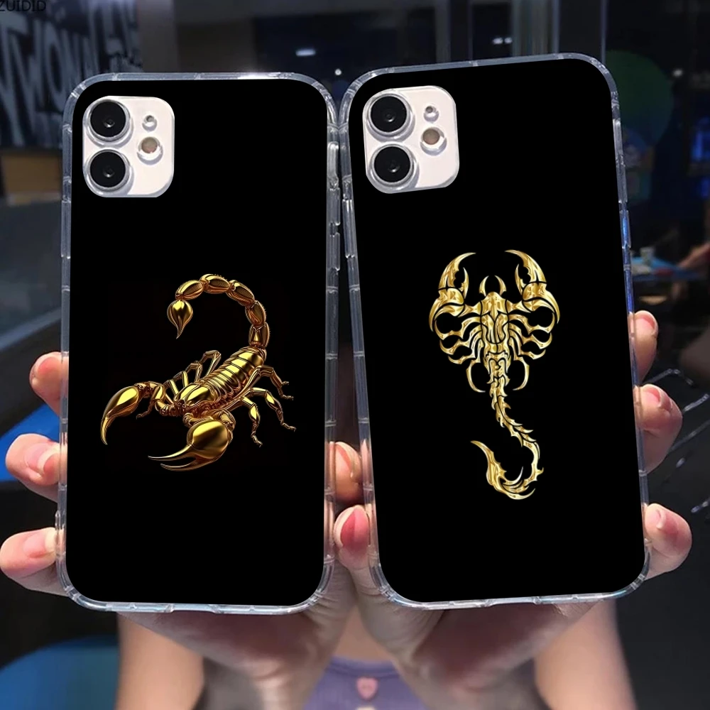 Colored Golden Scorpio Mobile Cell Phone Case for iPhone 16 15 14 13 12 11 X XR XS 8 Pro Max Plus Mini Clear Transparent Cover